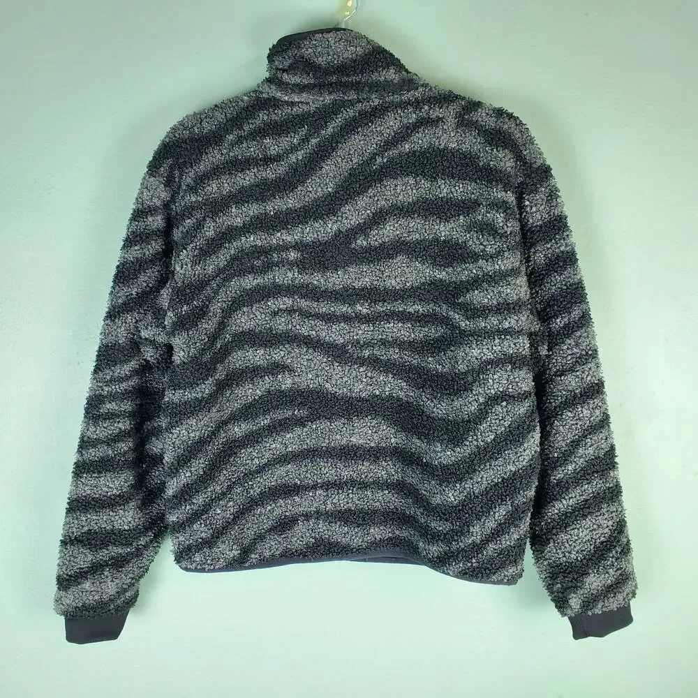 Varley Black Zebra Stripes Napoli Sherpa Jacket Size Small